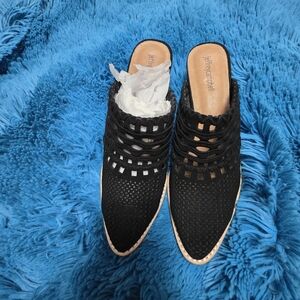 Anthropologie Jeffrey Campbell Favela Black Suede Mules NWT Size 8.5